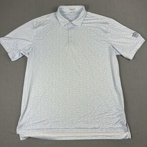 Peter Millar Polo Shirt Mens XL Crown Sport Blue Summer Comfort Golf Corkscrew